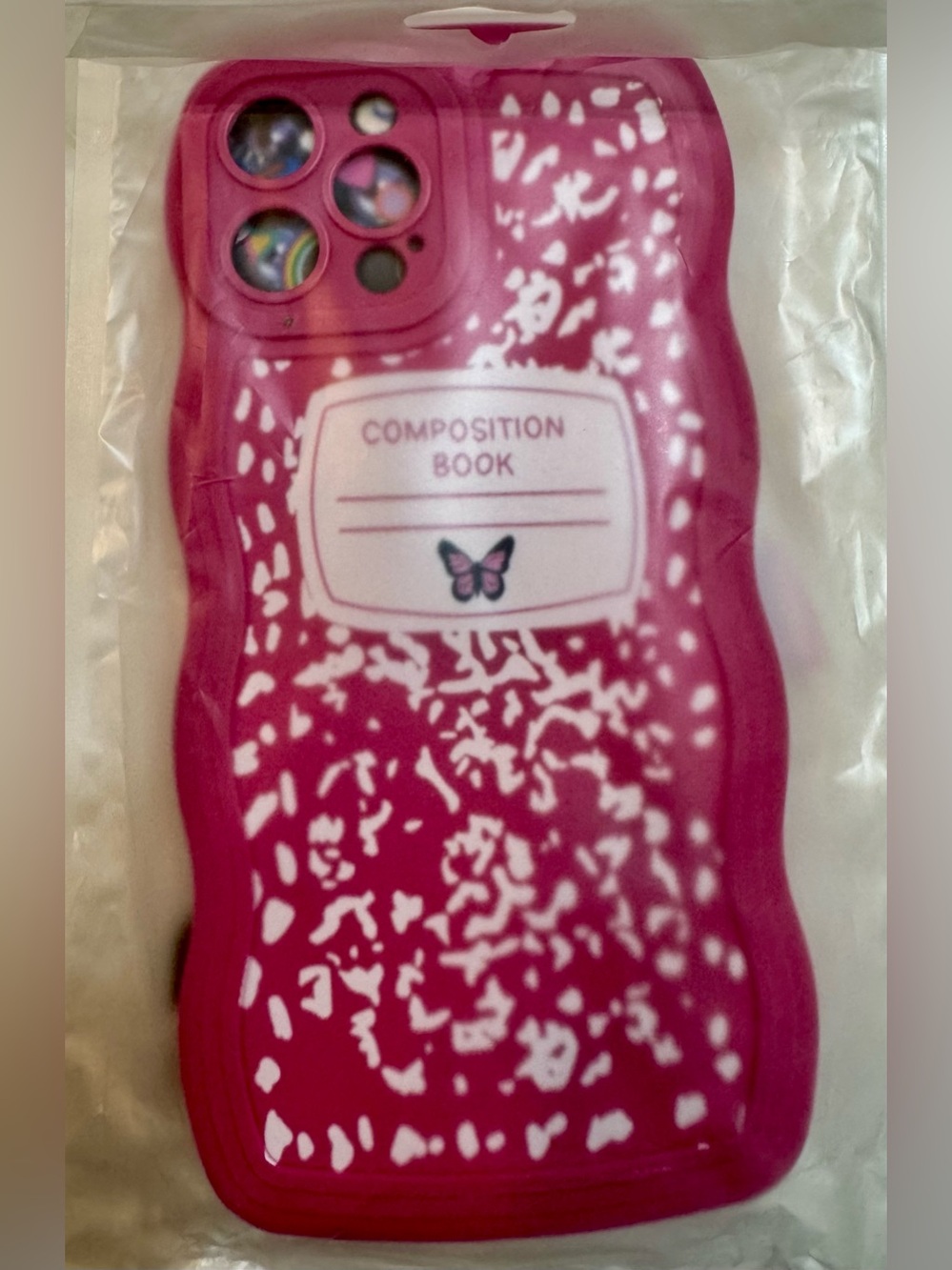 Apple 12 Pro Max Pink Composition Book Phone Case with Butterfly